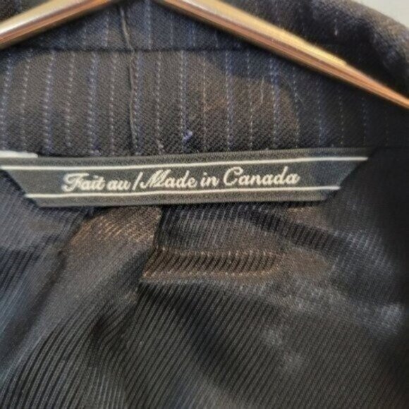 Jack Victor Wool Men's 2 Button front Pin Striped Blazer Suit Jacket Navy Black - Picture 3 of 7